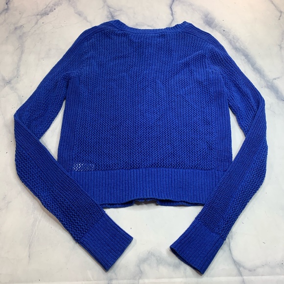Athleta Royal Blue Mesh Zip Front Cardigan Sweater - Picture 3 of 8
